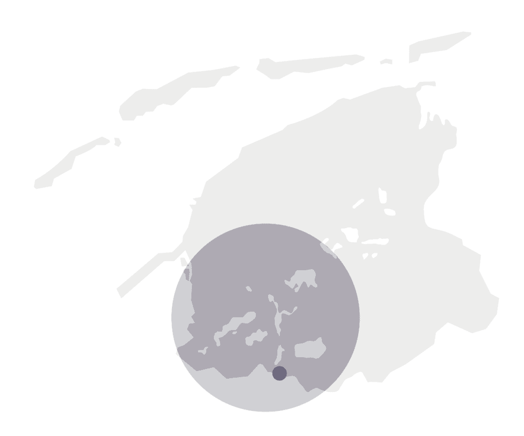 Kaart van Friesland met het werkgebied van Makelaardij van Engelenburg