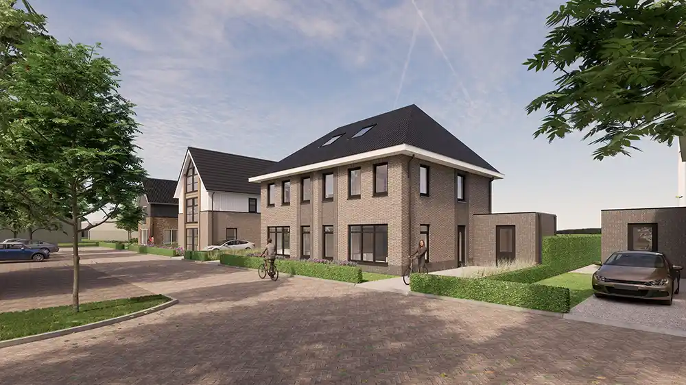 Impressie van twee-onder-een-kapwoningen in Plan Koepoort, Stavoren