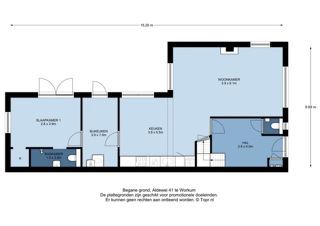 Aldewei 41, Workum – plattegrond