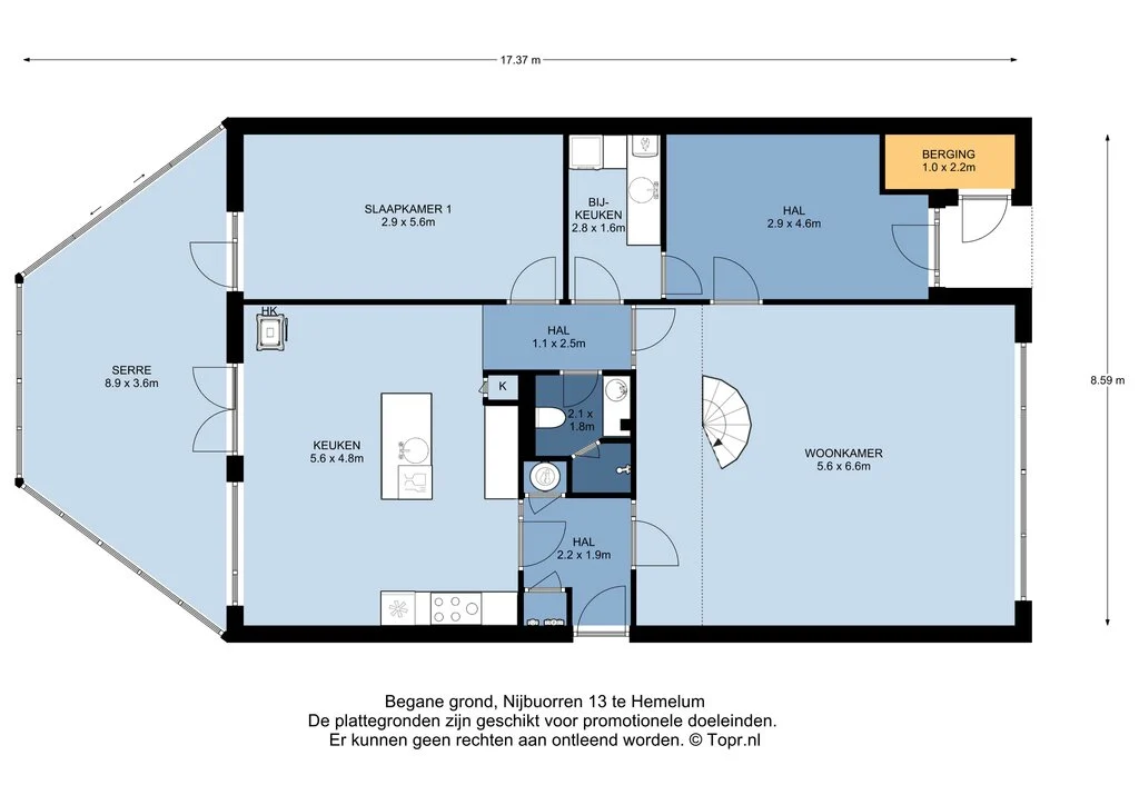 Nijbuorren 13, Hemelum – plattegrond