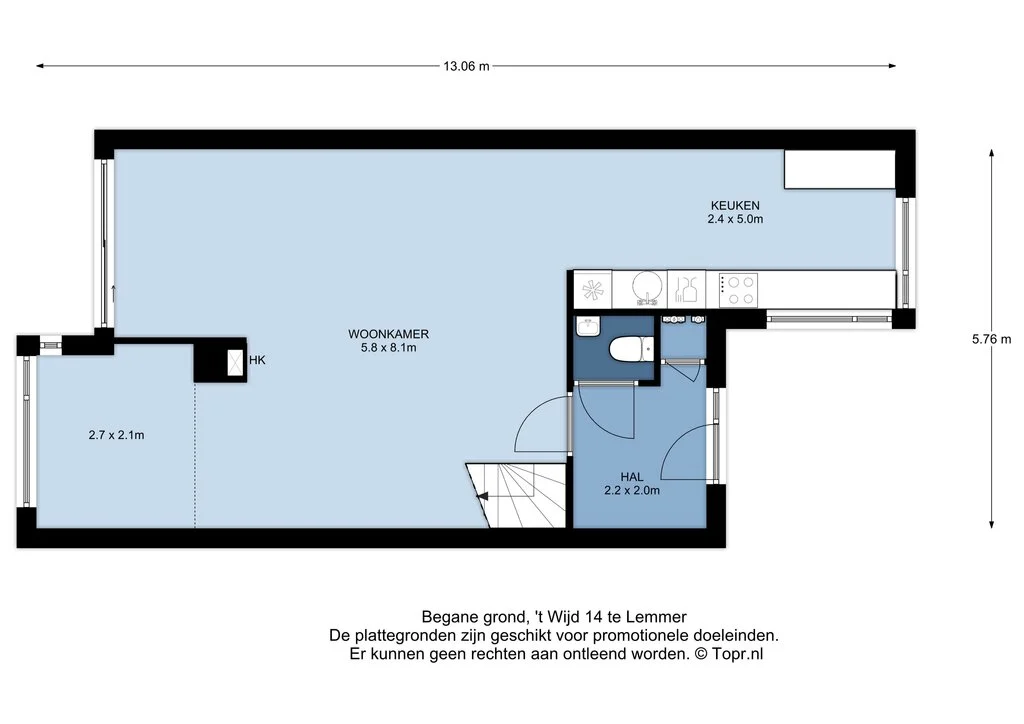 ’t Wijd 14, Lemmer – plattegrond