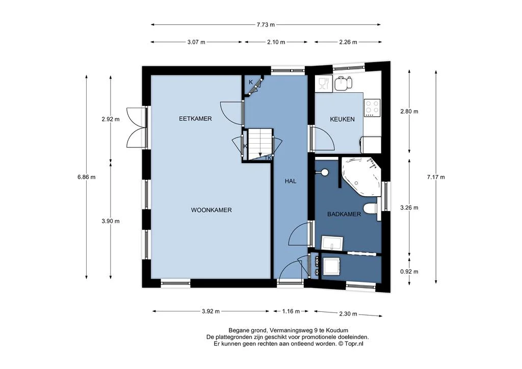 Vermaningsweg 9, Koudum – plattegrond