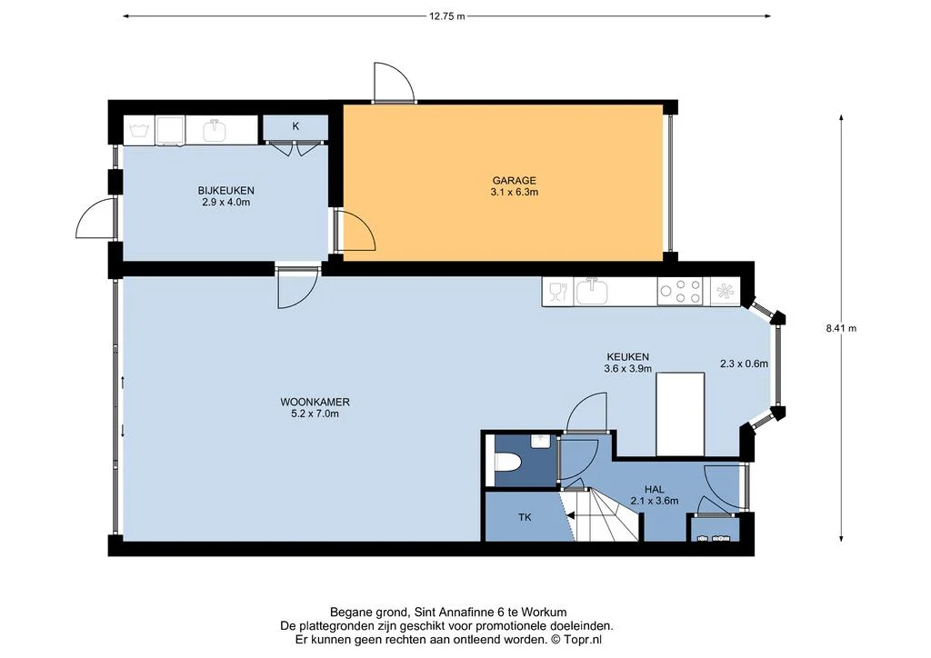 Sint Annafinne 6, Workum – plattegrond