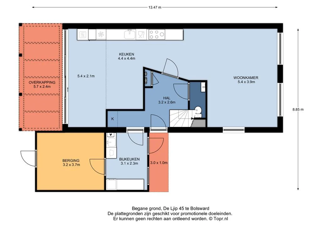 De Ljip 45, Bolsward – plattegrond