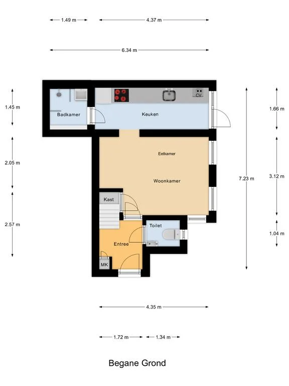 Beurtfeartsteech 1, Woudsend – plattegrond