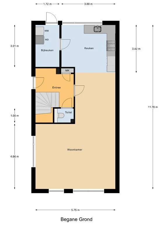 Jouw Keuningstrjitte 9, Workum – plattegrond